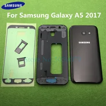 Для Samsung Galaxy A5 A520 A520F средняя передняя рамка полный корпус задний корпус рамка держатель рамка Задняя стеклянная крышка чехол Дверь