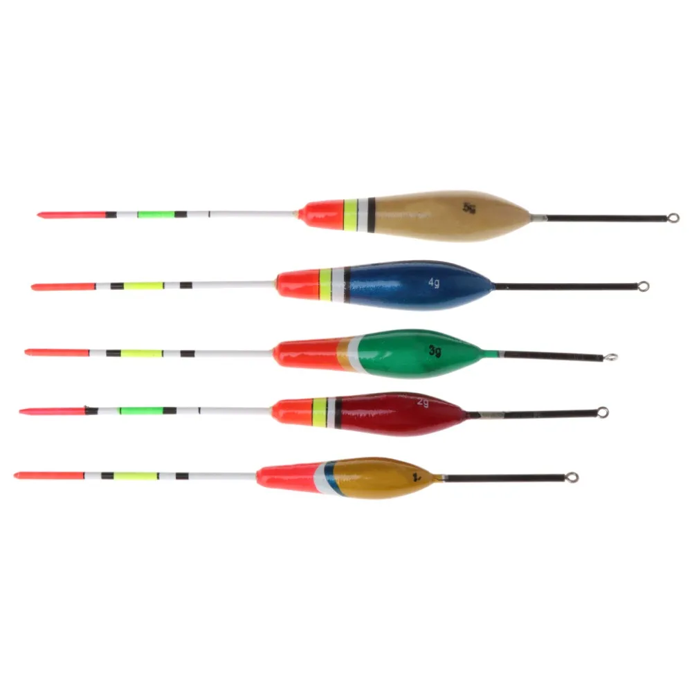 

5 Pcs/Set Fishing Float Buoyance Buoy Bobber Stick Wooden Tackle 1g/2g/3g/4g/5g