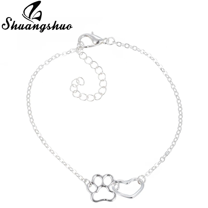 Shuangshuo модный браслет ювелирные изделия тассут кошачья и собачья лапка браслеты с сердечками и браслеты коготь печати браслеты с животными для женщин
