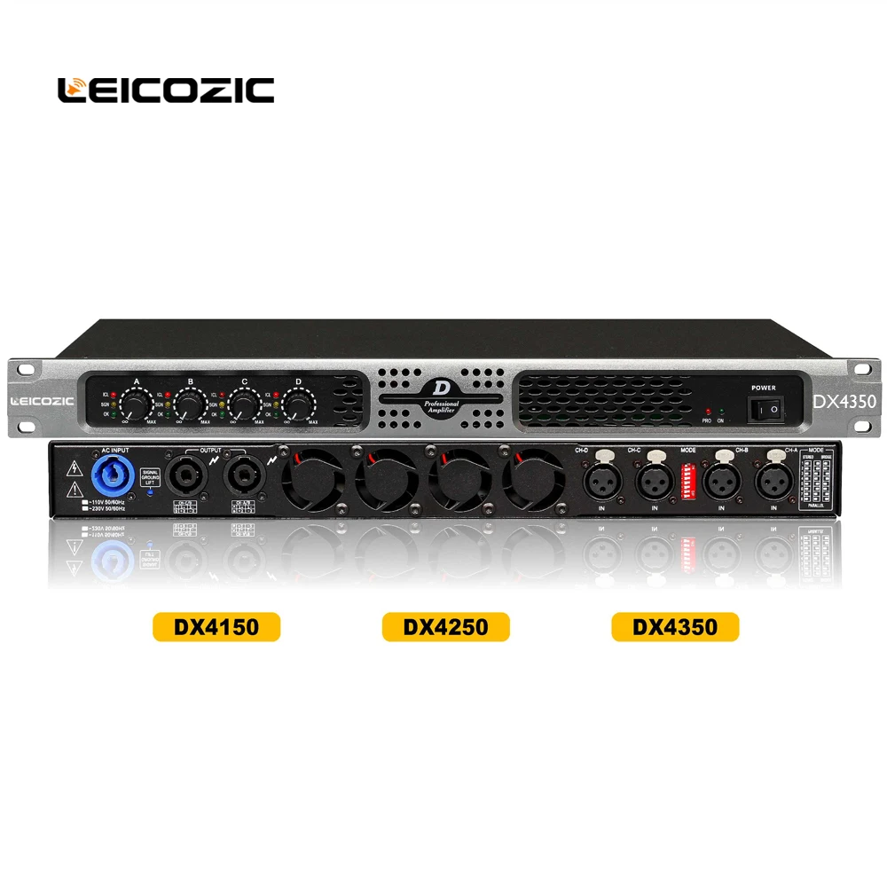 Leicozic DX4350 профессиональный усилитель 1u Усилитель 1100 Вт 4 канала Усилитель Аудио Усилитель мощности ампер цифровой усилитель