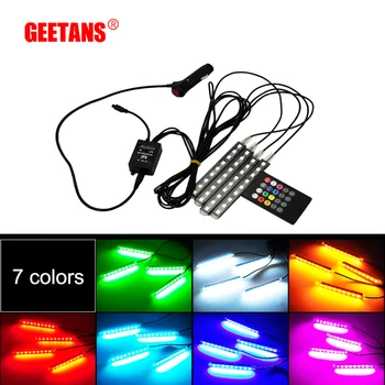 

GEETANS Interior Decorative Atmosphere Neon Light Lamp LED Wireless Multi Color RGB Voice Sensor Sound music control Car light H