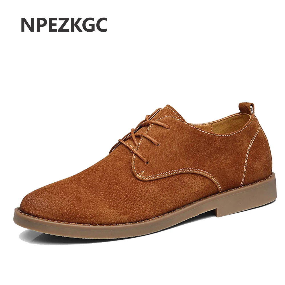 

NPEZKGC 2018 fashion men casual shoes new spring men flats lace up male suede oxfords men leather shoes zapatillas hombre