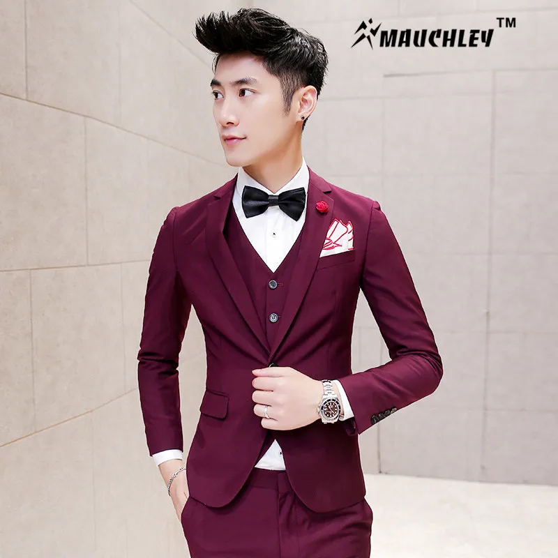 Aliexpress.com : Buy Burgundy Suit Jacket 3 Pieces (Jacket+Vest+Pant ...