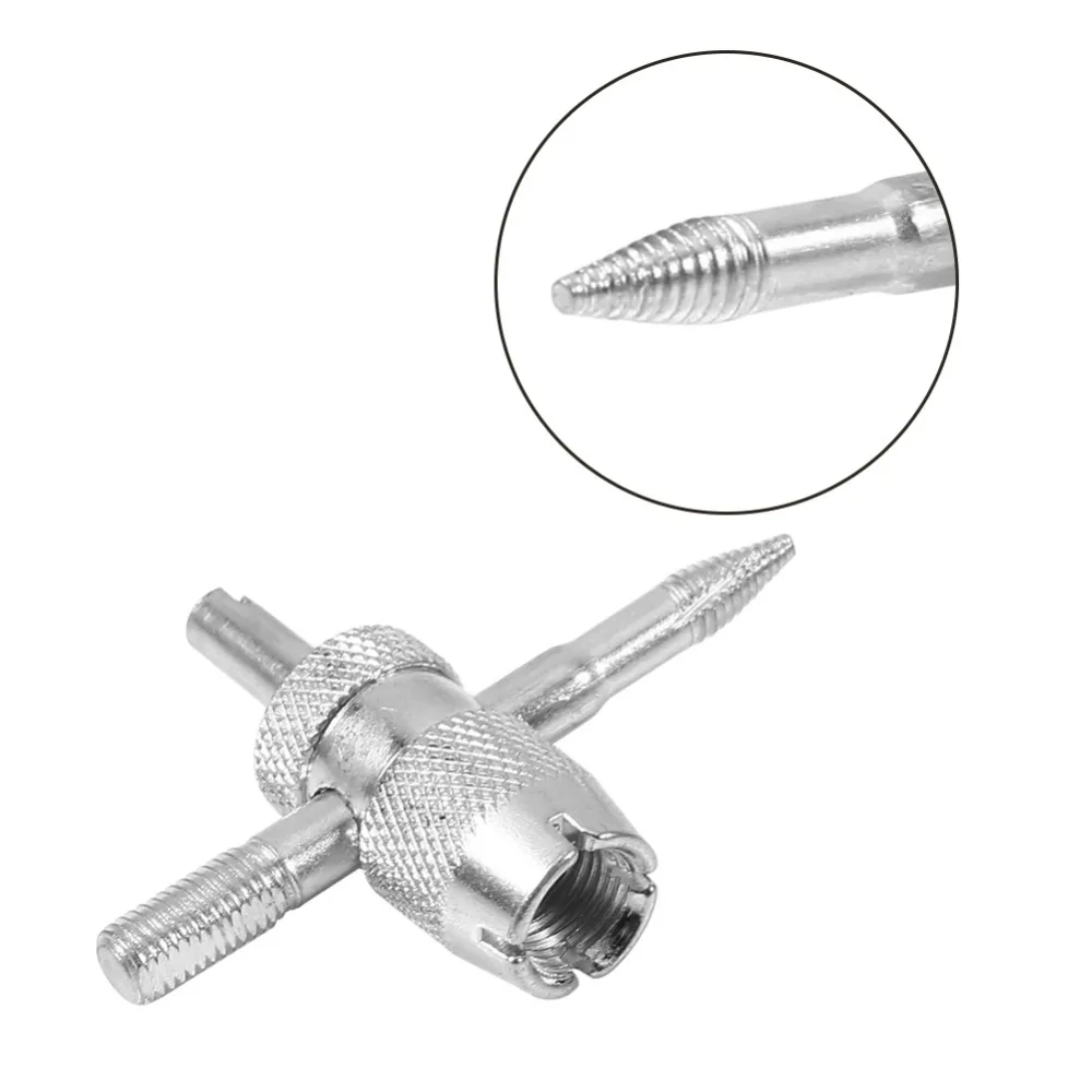 4 Way Car Bike Tyre Valve Repair Remover Tool Tire Accessory + 4 Valve