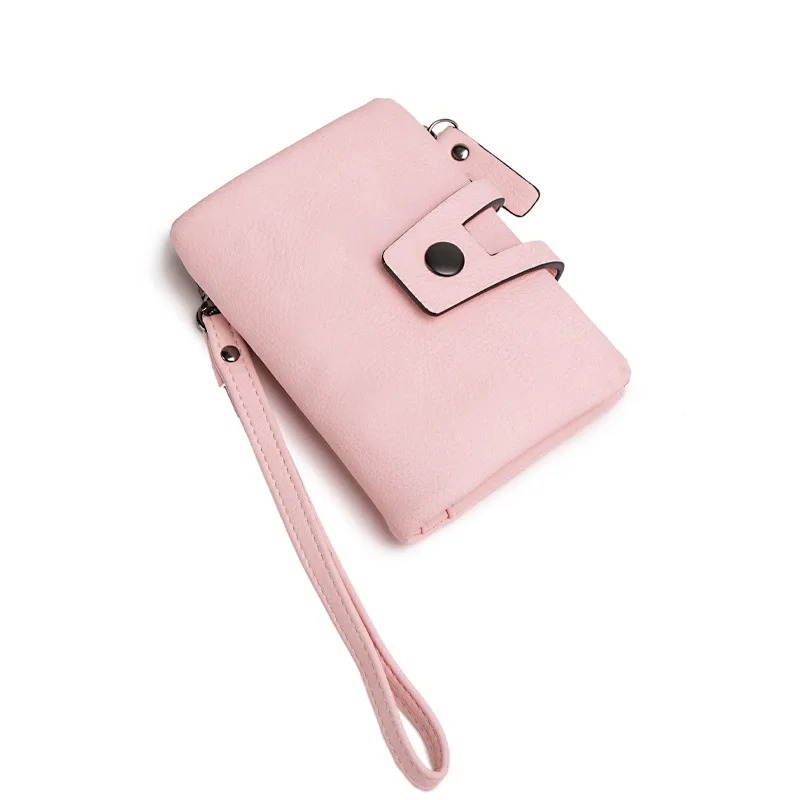 

2019 Fashion Small Female Purse short purse Lady Letter Snap Fastener Zipper Short Clutch Wallet Solid Vintage Matte Women Walle