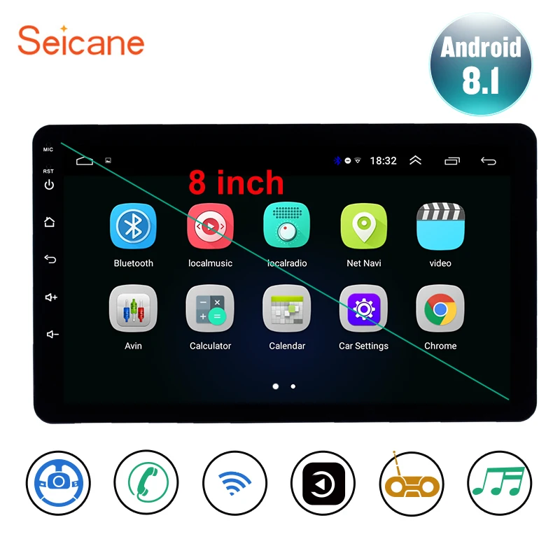 Seicane Универсальный 8 дюймов Android 1 2Din автомобильный головной убор радио GPS Navi блок