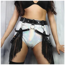 Модный пояс из искусственной кожи с кисточками, женский сексуальный пояс в стиле панк, юбка-бандаж, женский пояс для ночного клуба, костюм, аксессуары