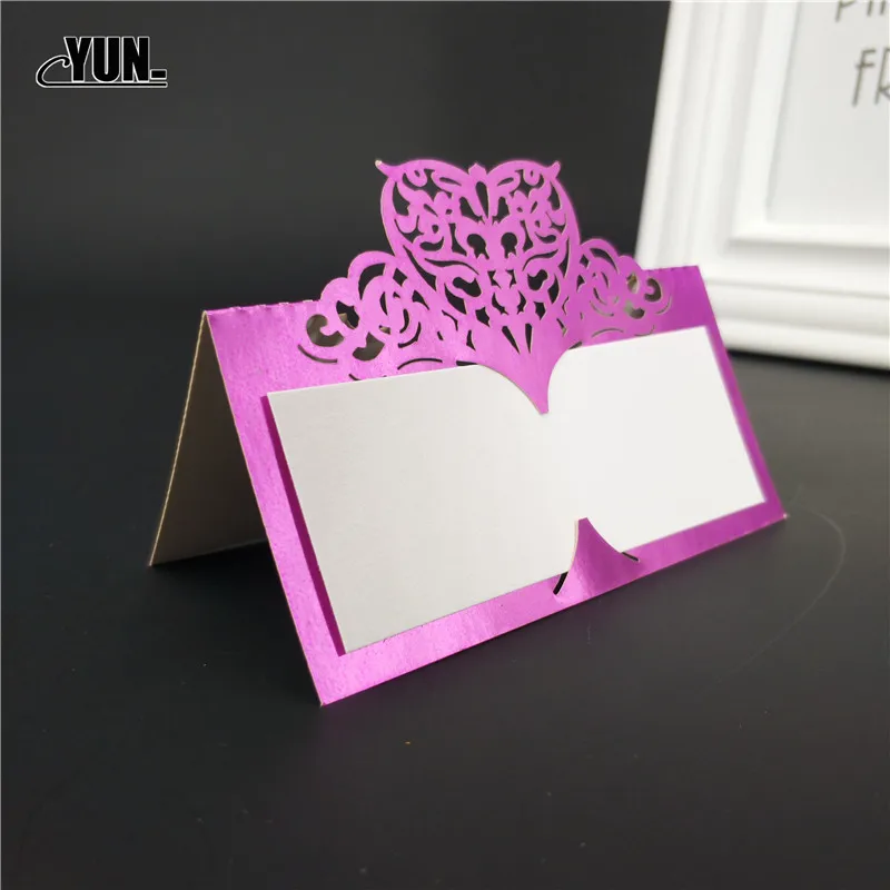 Laser Cut Place Cards 50Pcs Wedding Name Cards Guest Wedding Party Table Decoration Name Place Card Wedding Decoration 8D - Цвет: Bright Rose Red