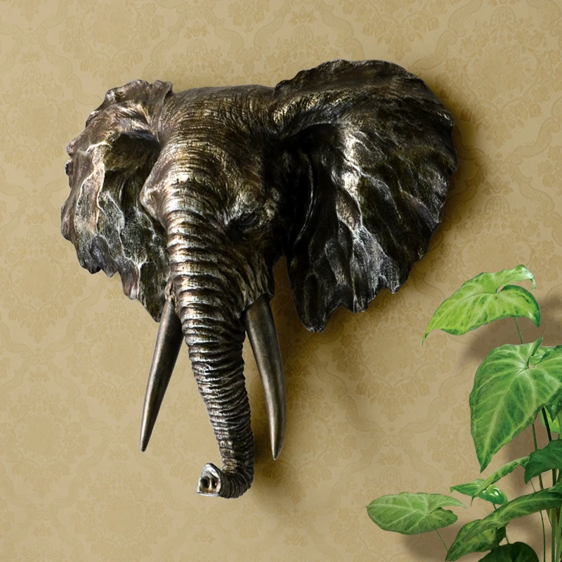 Tete D Elephant Africain Artisanat Etagere Murale Stereo Murale Creative Salon Boutique Bar Cafe Tete D Animal Pendentif Mural Aliexpress