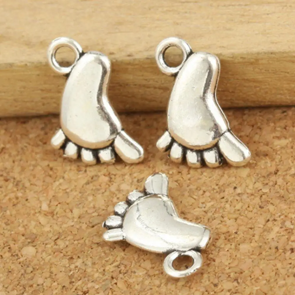10 шт. античный Silves Foot Charm подвеска для браслета Ожерелье Изготовление ювелирных