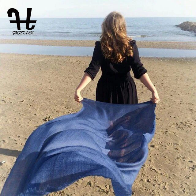 FURTALK Women's Reversible 100% Lamb Wool Scarf Spring Shawl Warm Shawl Wrap Scarf Wool Shawl Long Women Scarf Wool Pashmina