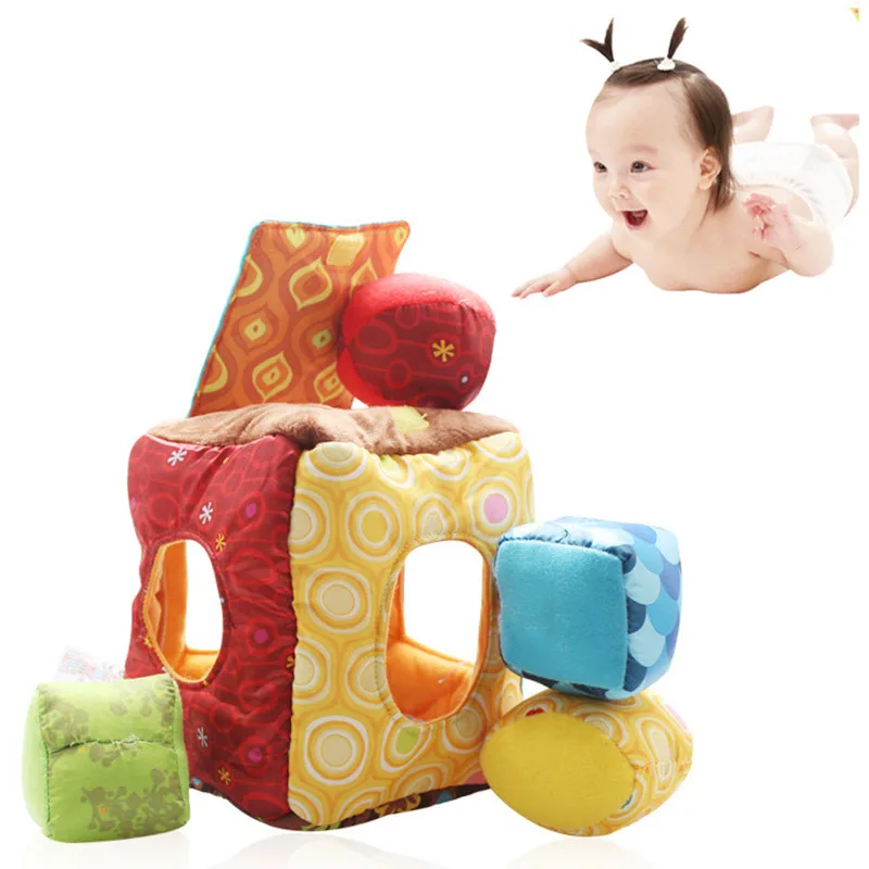 Sozzy Baby Toys Plush Stuffed Cloth Blocks For 9+ Months Kids Colorful Stroller Bed Educational