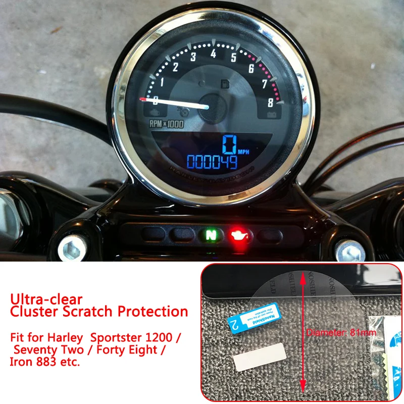 

Ultra-Clear 81mm Cluster Scratch Protection TPU Film Speedo Screen Protector For Harley Sportster 1200 883 Forty Eight Iron 883