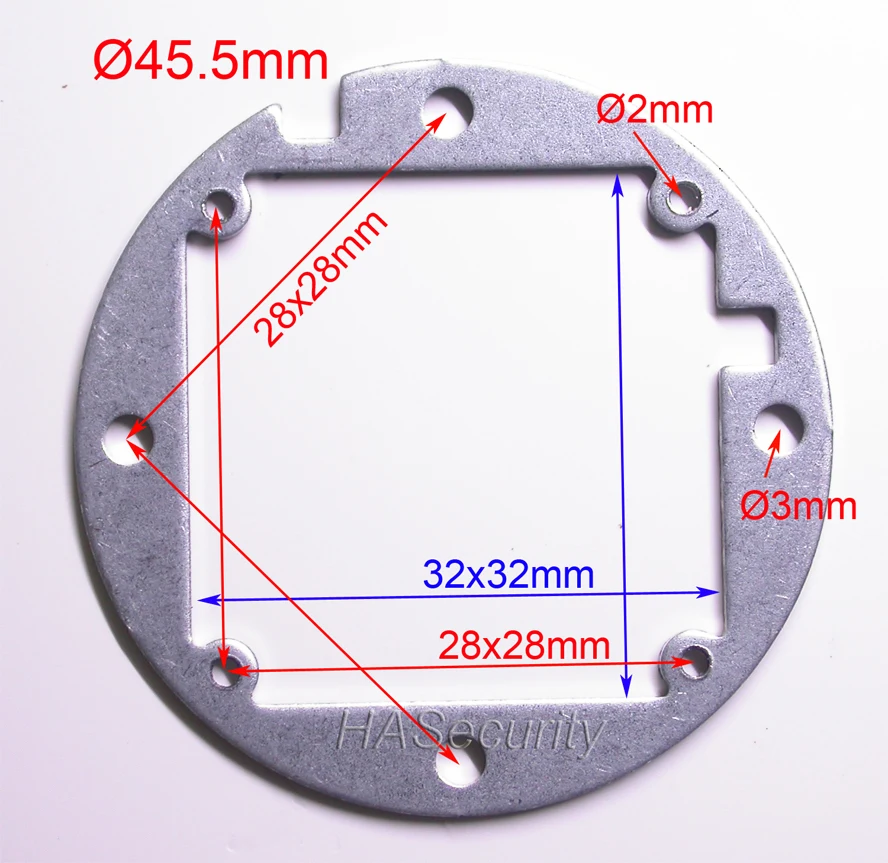 2 шт) металлическая пластина/адаптер/Разделитель/конвертер 45,5 мм(диаметр) до 32x32 мм PCB для камера с модулем установки в сборе