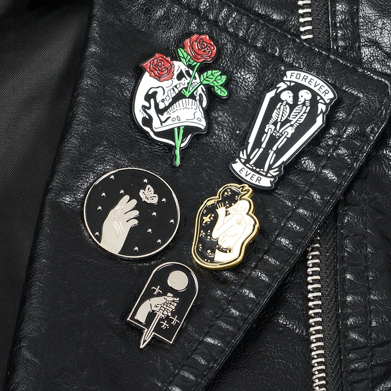 

Skeleton pins Skull pins Skull lover brooches Enamel pins Badges Skeleton jewelry Skull jewelry Gifts for men women lovers