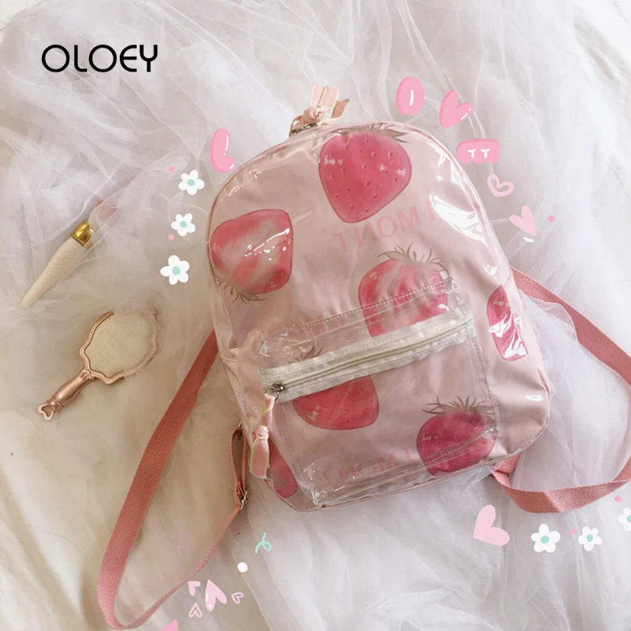 

Cute Clear PVC Transparent Women Backpacks Jelly Color Student Schoolbag Summer Lovely Harajuku Ita Mujer Teenage Girls Mochilas