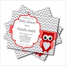 14 шт/лот на заказ красная сова Baby Shower приглашение на вечеринку дня рождения baby girl Shower приглашает вечерние изделия для декорации