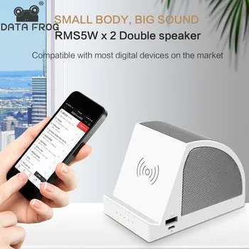 

DATA FROG Portable Bluetooth Speaker Stereo Bass Wireless Charging Stand Power bank for smartphone Loudspeaker Outdoor Speaker