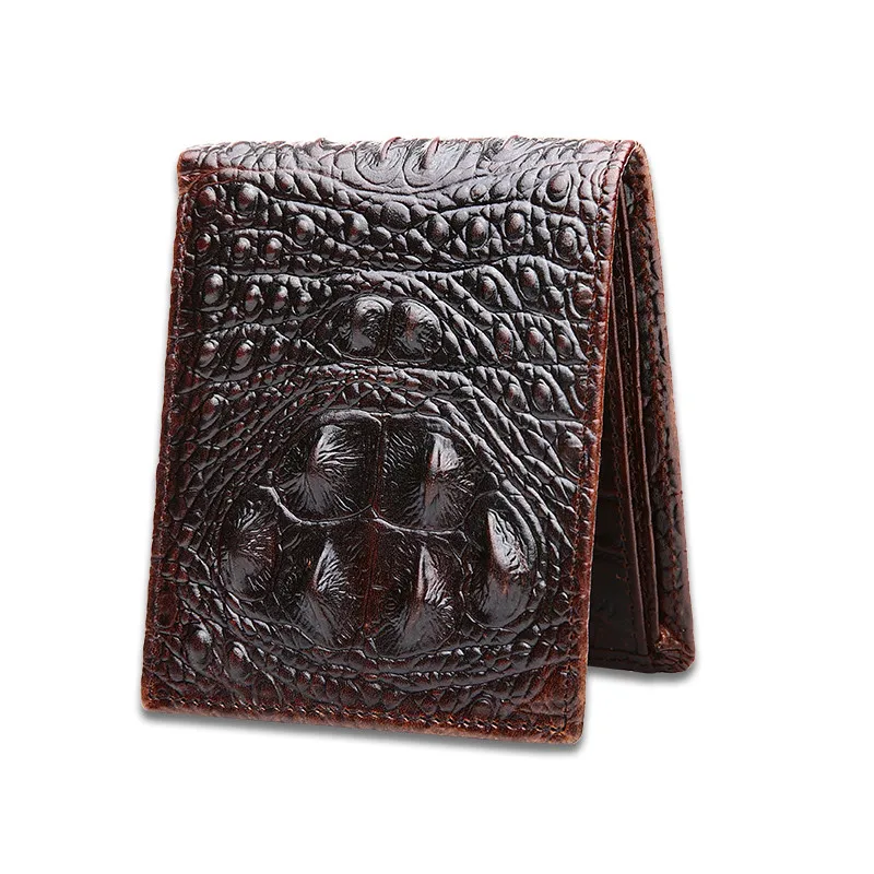 

New 2019 Crocodile skin wallet men genuine leather small zipper short and long men wallets credit card holders coin pocket purse