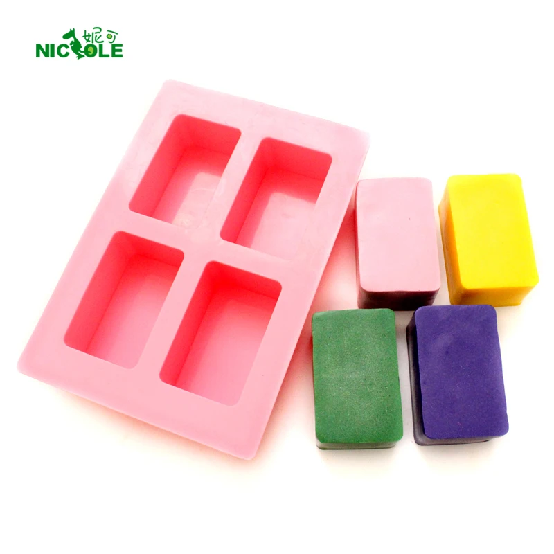 Handmade Soap Silicone Mold Loaf Bar Mould 4cavity Rectangular Shapes