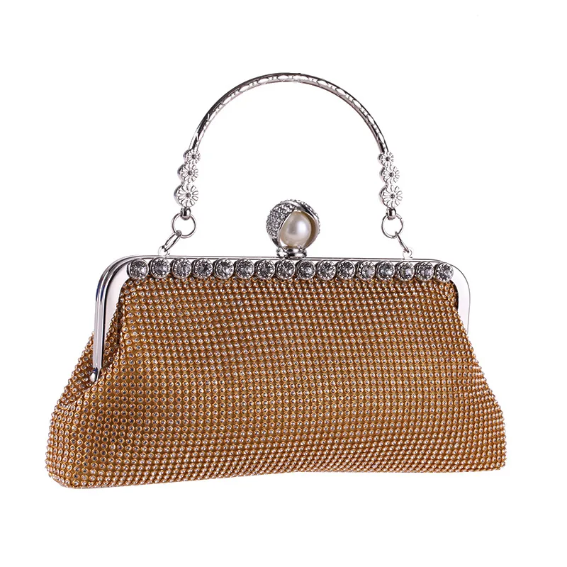 

Women's Vintage Evening Clutch with Shining Diamonds, Large Enough To Fit Essentials, Popular In Europe and America