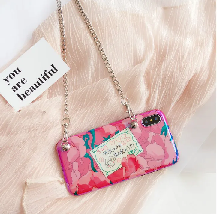 

For iphone XS MAX Case simple cute lucky girl peach blossom crossbody bag chain phone case for iphone X XR 6 6S 7 8 plus 7plus