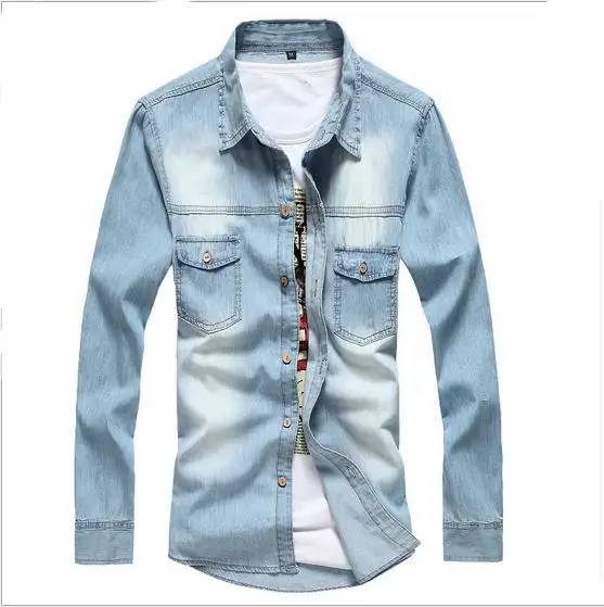 

Shirts Men's Clothing 2019 spring autumn new long-sleeved denim shirt jacket casual men's shirt Slim Washed thin section light