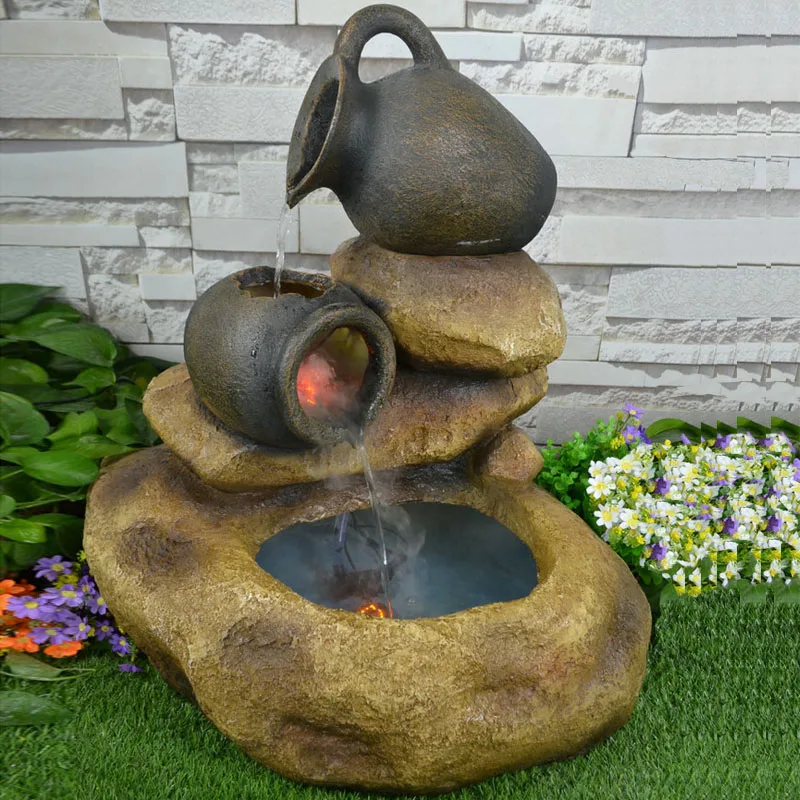 

Large rockery Water Fountain Pond aquarium water garden Fengshui round ornaments crafts Chinese pottery ornaments