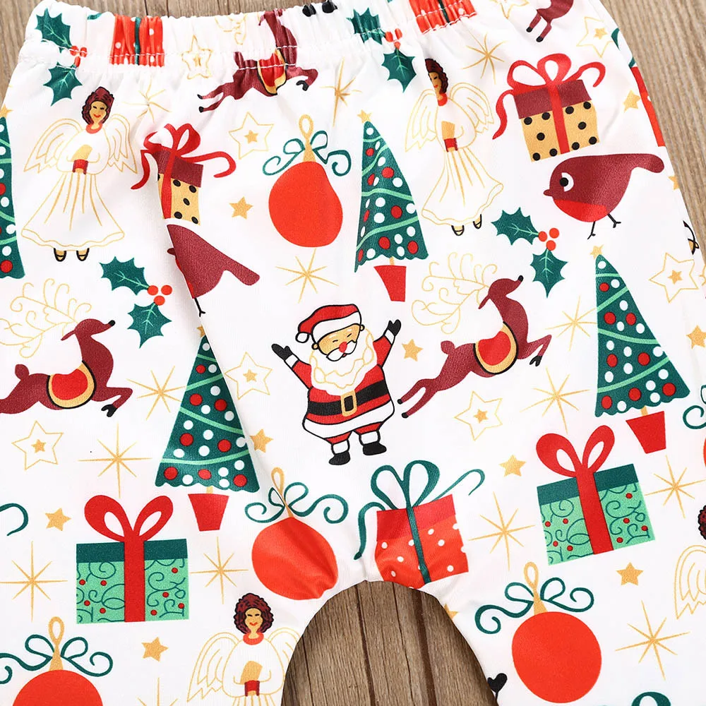 Одежда для малышей Штаны для девочек с рождественским изображением рождественское платье с принтом "Олени" платья и штанов Костюмы Комплект Одежда для новорожденных; для маленьких мальчиков для маленьких девочек Костюмы