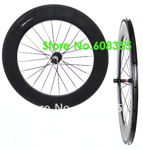 

Full Carbon Clincher rims Road Bike Bicycle 700C Clincher Wheelset 88mm - F : 20H / R : 24H