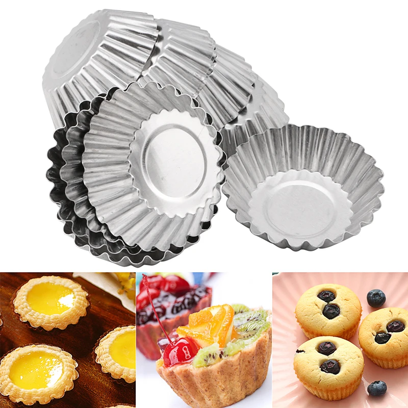 Buy 10pcs/set Flower Cake Egg Tart Mold Aluminium