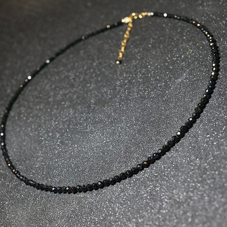 

2019 Gold chic Simple Black Beads Short Necklace Female Fashion Jewelry Women Choker Necklaces Bijoux Femme Ladies Party Jewelry