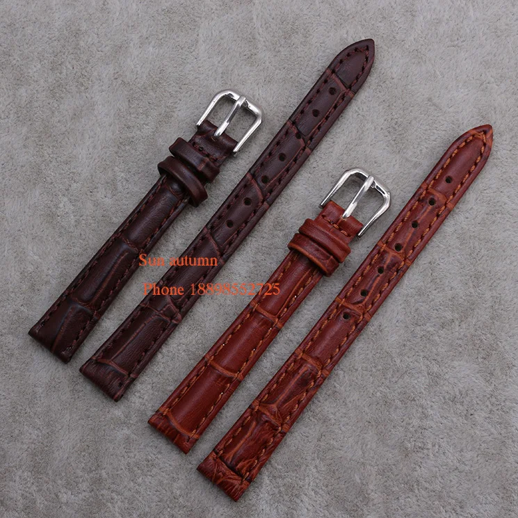 

Wholesale ! Straps for wrist watches12 14 16 18 20 -mm Watch Band Leather Brown Quartz watch accessories Light Brown