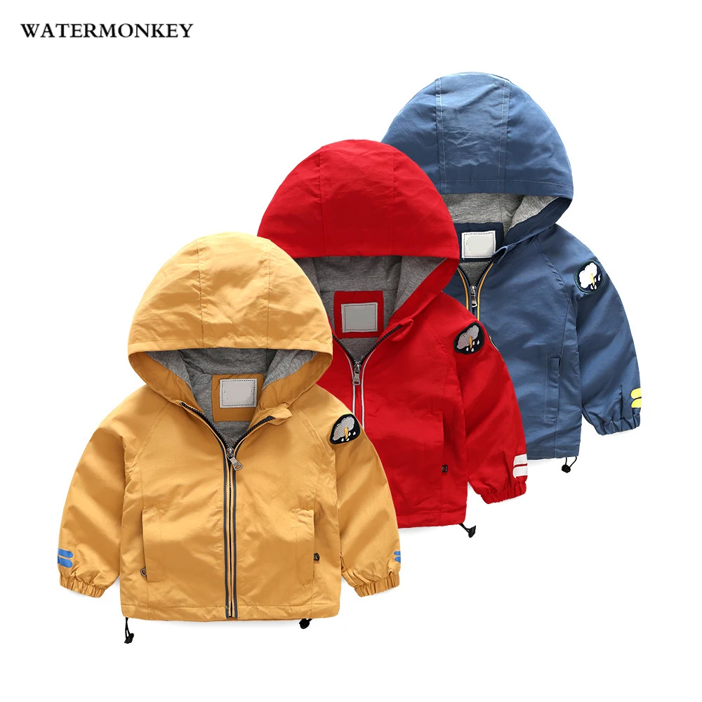 Boys Windbreaker 2018 Solid Hooded Baby Jacket Cotton Outerwaer Kids Long Sleeve Spring Autumn