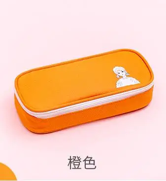 Kawaii Большой плюшевый мишка Карандаш чехол на молнии большой Ёмкость милый пенал для карандашей Портативный хранения сумка, школьные принадлежности многофункциональная коробка канцелярских принадлежностей - Цвет: Оранжевый