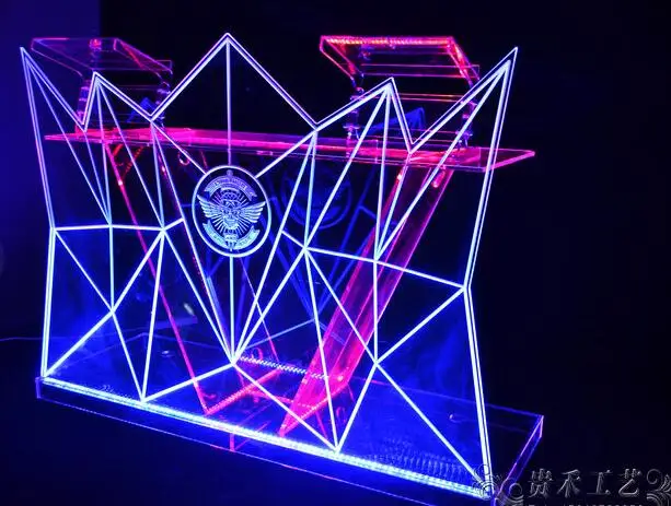 GH-C002 Commercial Furniture General Use and Acrylic Material PE Led Cocktail Bar table /Led illuminated furnit L120*W55*H120cm