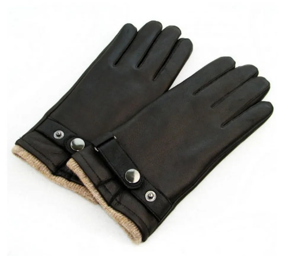Зимние мужские перчатки из натуральной оленьей кожи, модные теплые черные перчатки
