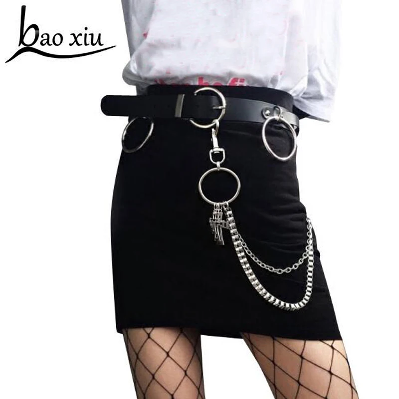 

2018 New Street Long Big ring Chain Rock Punk Trousers Hipster Pant Jean Keychain Ring Clip Keyring HipHop Belt Accessories