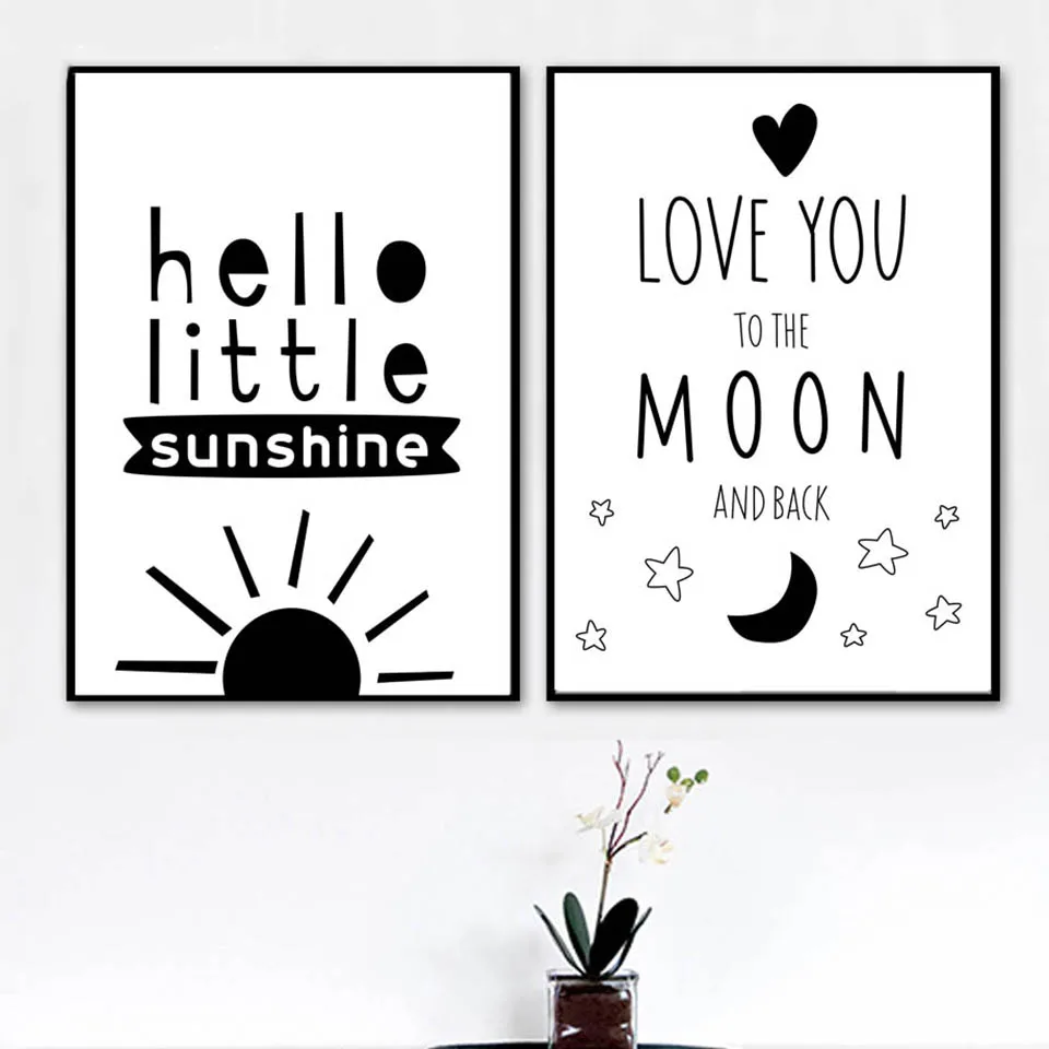Black-White-Sun-Moon-Quotes-Canvas-Painting-Wall-Art-Canvas-Prints-Nordic-Posters-And-Prints-Wall