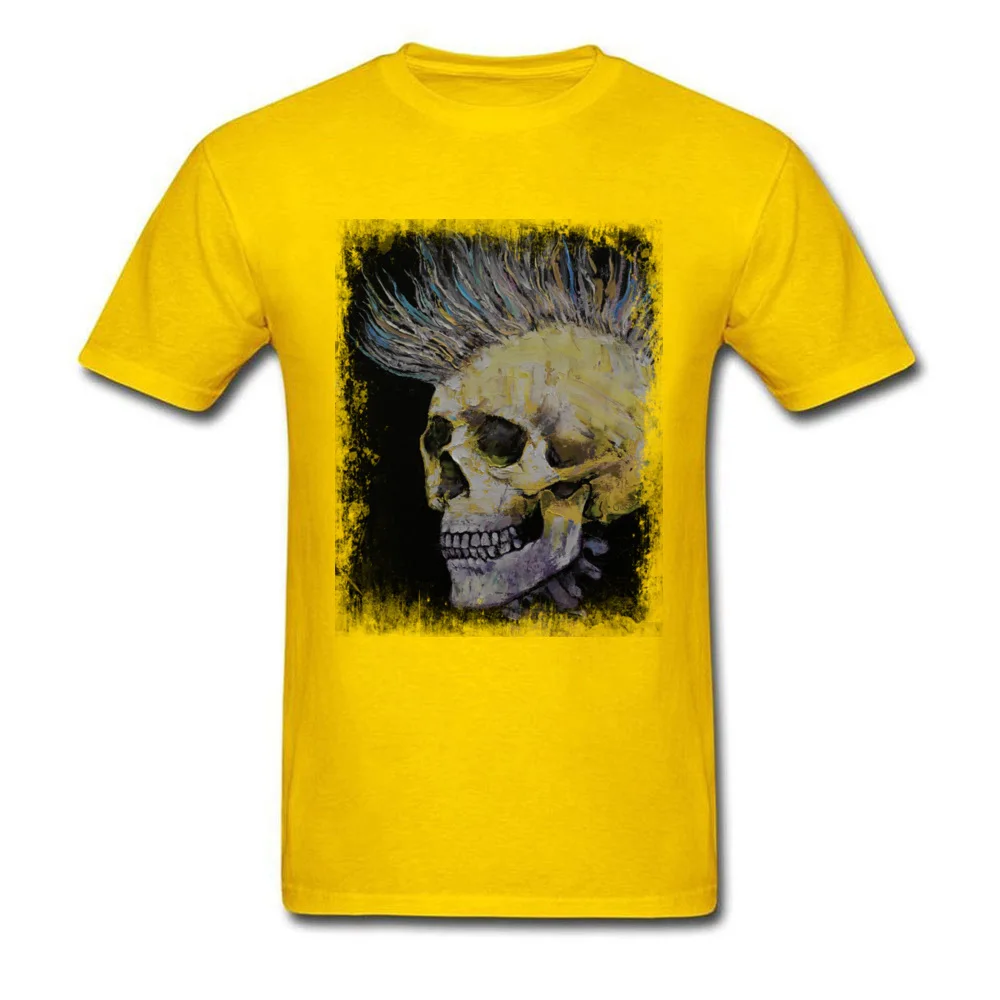 MOHAWK Tops Shirt New Arrival Round Neck Normal Short Sleeve 100% Cotton Men T-Shirt 3D Printed T Shirt Top Quality MOHAWK yellow
