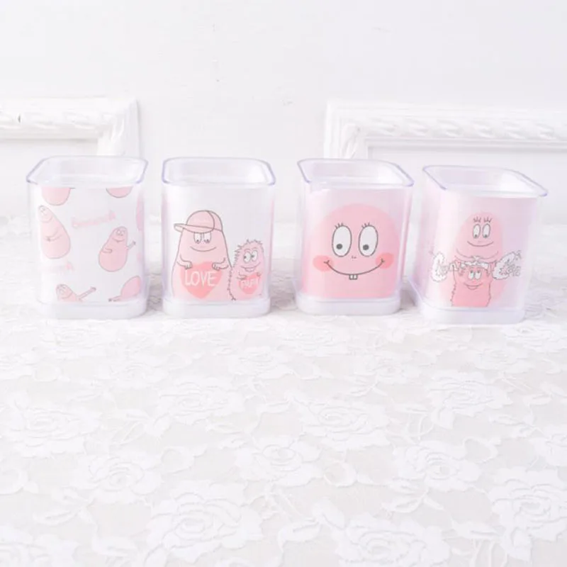 

1 Pcs Kawaii Barbapapa Storage Organizer Pen Case Holders Pencil Stand Container Stationary Study Round Pen Holders