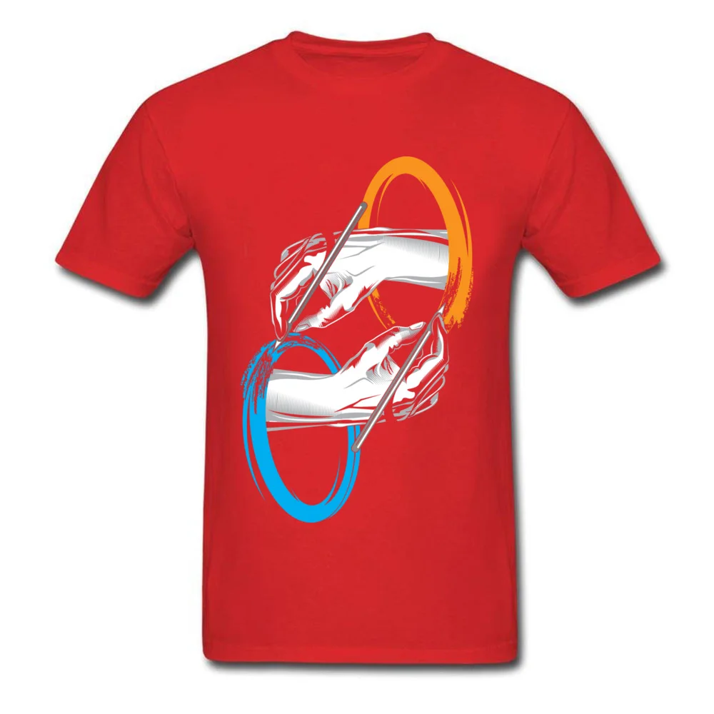 Normal T Shirt Discount O-Neck Drawing Portals All Cotton Men Tops T Shirt Hip hop Short Sleeve Tee-Shirt Top Quality Drawing Portals red