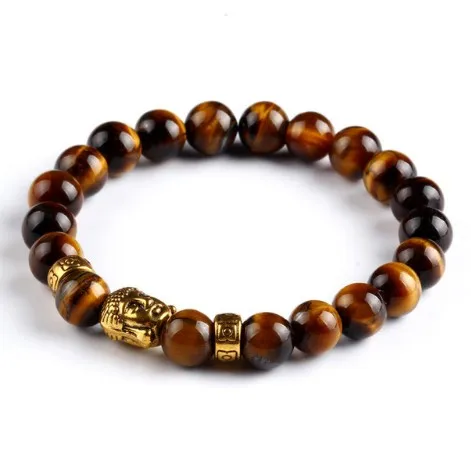 

Tiger Eyes Stone Buddha Bracelets & Bangles Trendy Natural Stone Bracelet For Women Men Handmade Elastic Mens Bracelet Jewelry