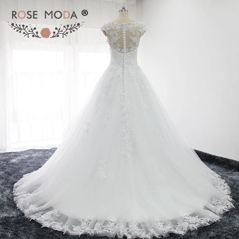 Женское свадебное платье с открытой спиной Rose Moda белое кружевное короткими