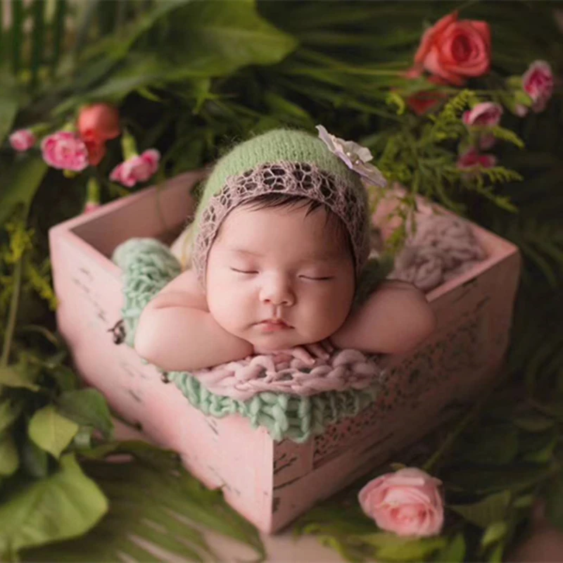 Baby Mohair knitting Bonnet Hat Newborn Photo Photography Prop Cap Outfits JP 