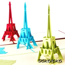 Креативная ручная работа 3D Эйфелева башня поздравительная открытка на заказ фестиваль День рождения открытка ручной работы дорожная открытка на день рождения гофт