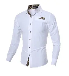 Для мужчин рубашка Мода 2017 г. бренд Для мужчин леопарда мужской рубашку с длинными рукавами Camisa Masculina Повседневное тонкий сорочка Homme M-XXL
