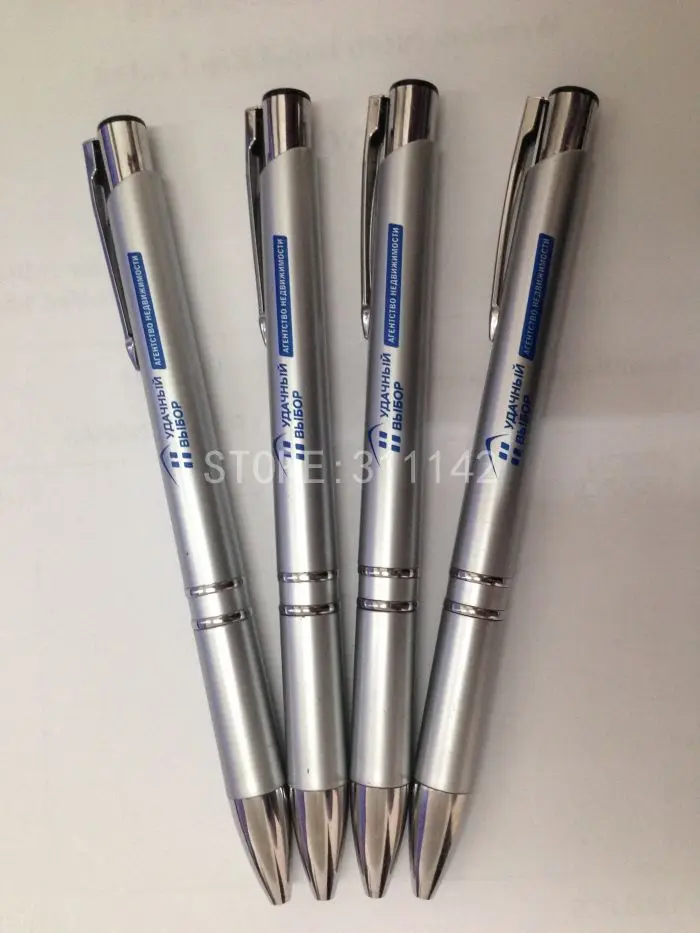 US $296.00 1000 custom silver ballpoint pens print personal logo advertising pen with logo ballpoint pen manufacturer plastic promotion pen