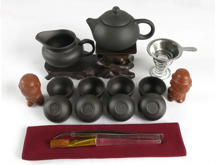 

Total 17 pcs Kung Fu Tea Set 150ml Teapot + Filter + 8 Cups Genuine Ceramic Drinkware Yixing Tea Pot Purple Clay Dehua Teaset