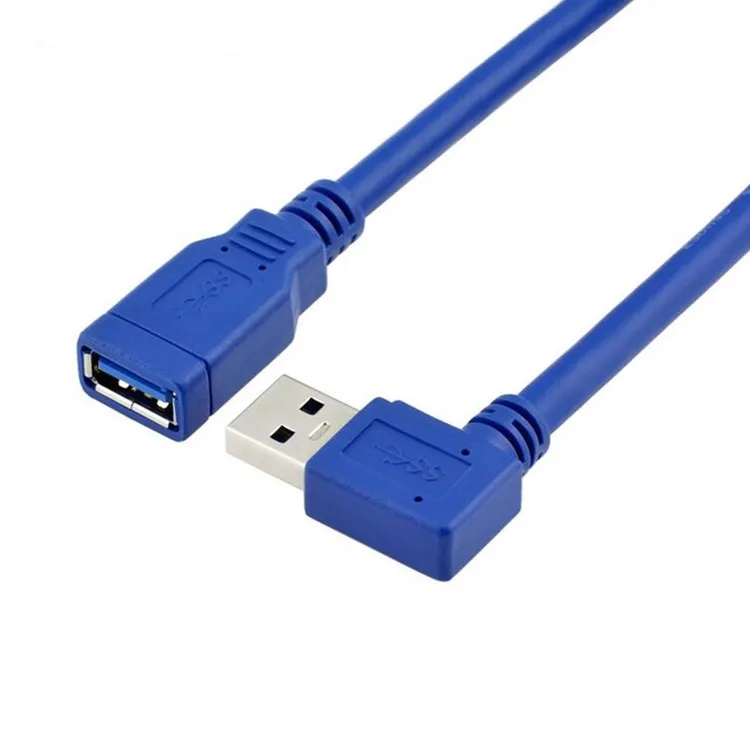 

90 Degree right angled USB3.0 male to female extension cable blue color 30cm